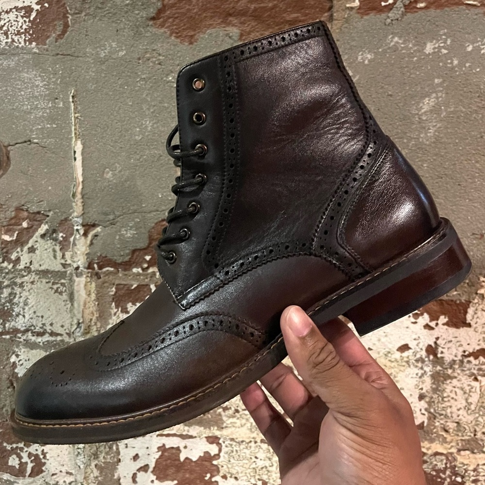 Steve Madden Xanddy Men's Brown Leather Brogue Boots